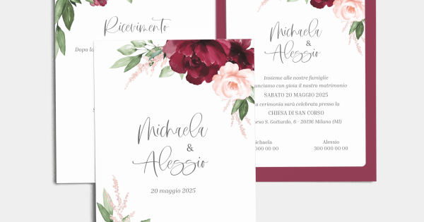 Partecipazione matrimonio con bigliettino Beloved Floral