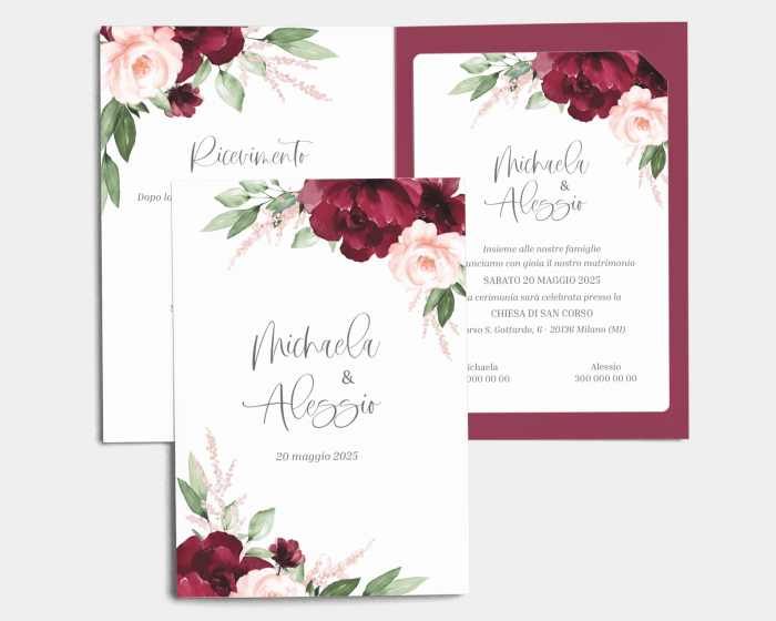 Beloved Floral - Partecipazione matrimonio con bigliettino
