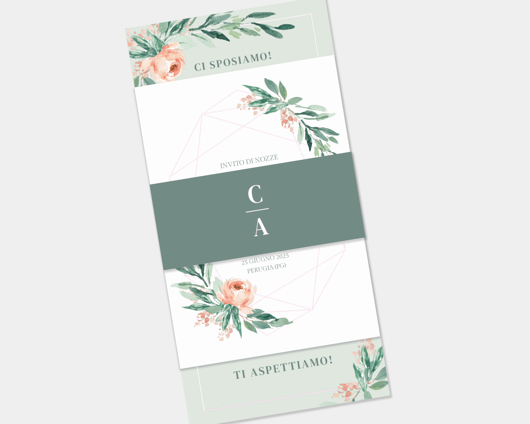 Partecipazione matrimonio grande - Graceful Botanical (verticale)