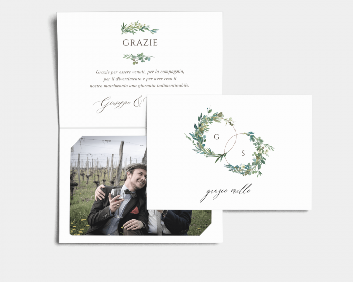 Leafy Hoops - Biglietto di ringraziamento matrimonio con le foto