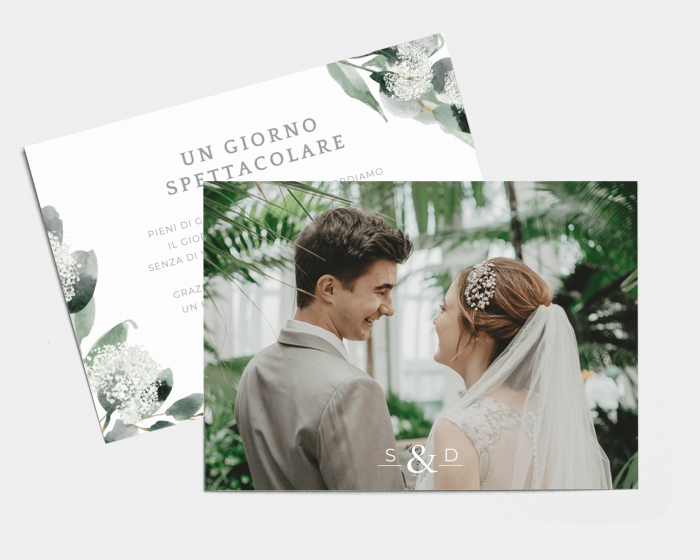 Elegant Greenery - Biglietto di ringraziamento matrimonio
