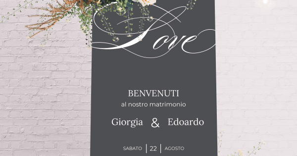 Cartello di benvenuto matrimonio verticale Swing