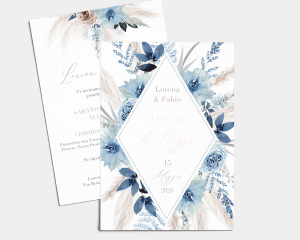 Bloomy Blue - Partecipazione matrimonio A5 (verticale)