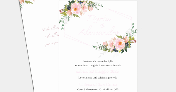 Partecipazione matrimonio grande - Fiore (verticale)