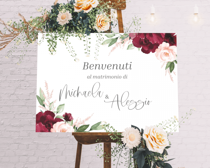 Beloved Floral - Cartello di benvenuto (orizzontale)