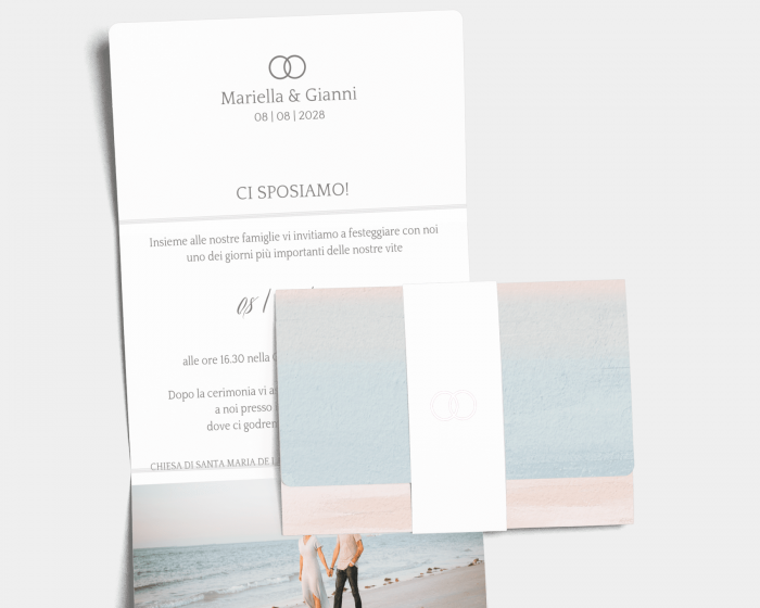 Pastell - Partecipazione matrimonio con fascia